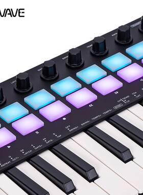 M-VAVESMK-25ⅡMIDI键盘控制器便携编曲键盘RGB打击垫键盘