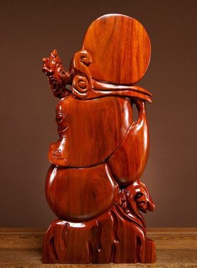 花梨木雕刻福寿桃老寿星公摆件送长辈老人祝寿生日礼品红木工艺品