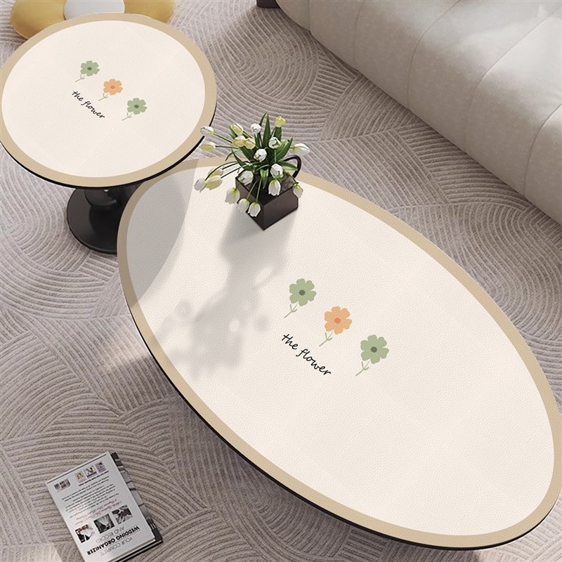 2024新款椭圆形lPVC茶几桌垫北欧风客厅防水防油防烫免洗桌布家用 - 图0