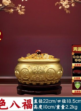 纯铜聚宝盆摆件招财聚财家用x实心存钱罐黄铜米缸公司店铺开业礼