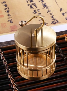 黄铜小鸟笼客厅玄关工艺品样板间软装摆件仿古送朋友长辈宠物笼子