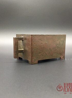 仿古包浆做旧工艺 全铜马槽香炉摆件铜方形宣德炉铜香炉熏香炉