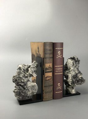 铁艺书靠家居书房假山饰品摆件酒柜档软装客厅样板房书现代新中式