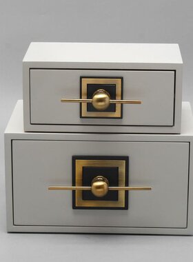 新中式现代创意木铜件首饰盒摆件家居装饰器皿饰品盒工艺品装饰品