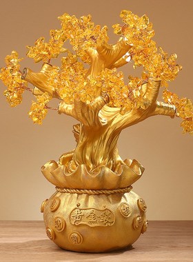 厂家创意树脂工艺o品摇钱树摆件家居客厅玄关办公桌面摆设
