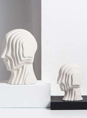 北欧轻奢创意抽象艺术金色头像y摆件客厅电视柜沙发酒店售楼装饰