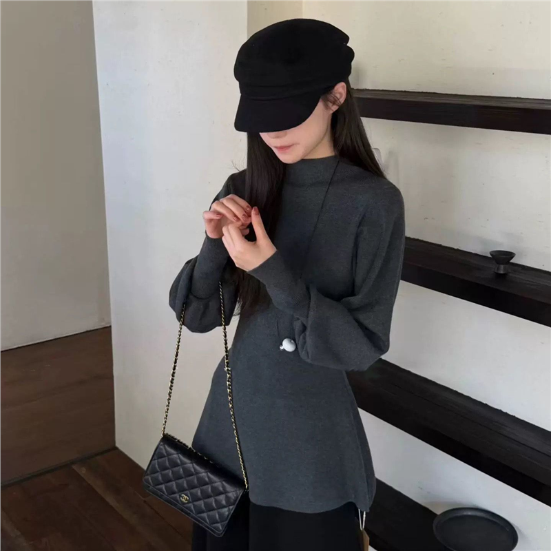 AWMUMU韩系绝美紫色半高领毛衣女辣妹风收腰气质上衣女内搭针织衫,淘宝优惠券,粉丝福利购,淘宝优惠卷