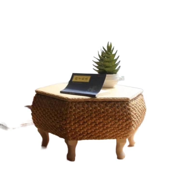 ShJ创意藤编飘窗桌子榻榻米茶几创意地台矮桌藤艺小炕桌炕几收纳 - 图3