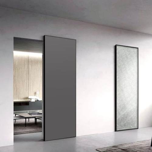 极简幽灵门谷仓门无轨铝木移门卧室推拉隐形平移门免漆客厅悬浮 - 图3