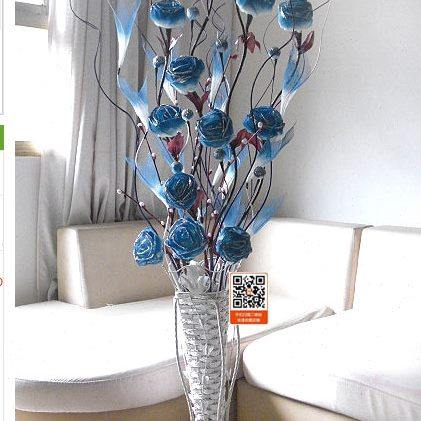 欧式经典家居装饰藤编铁艺客厅三脚铁艺落地花瓶干花插花花器包邮,淘宝优惠券,粉丝福利购,淘宝优惠卷