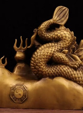 铜龙摆件戏e珠龙避火龙厨房西北方火烧天门干位灶台摆件辟火龙招