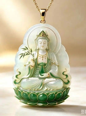 观世音菩萨项链吉祥吊坠守护古风