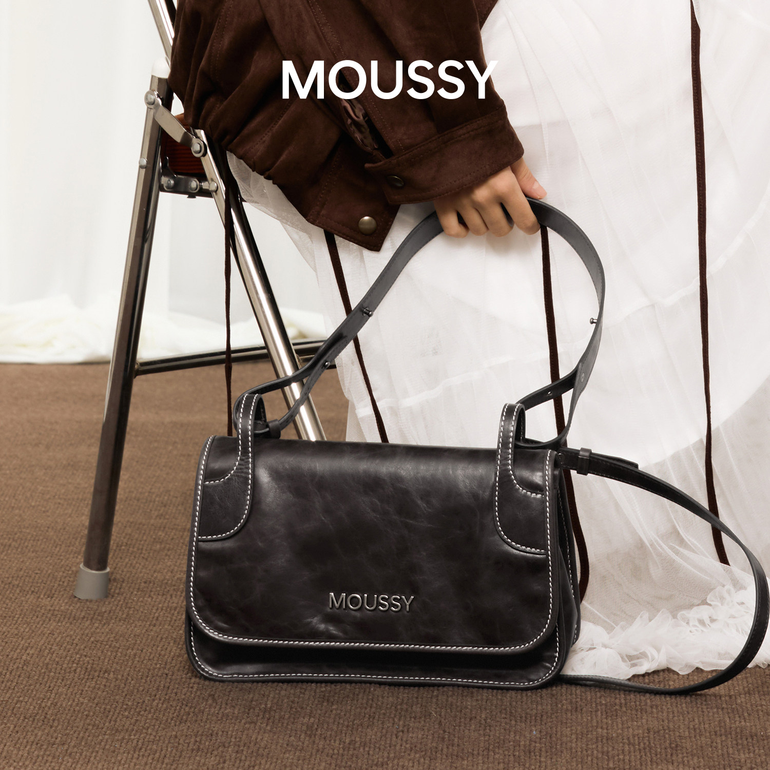 【汤圆TOYO】MOUSSY时间的温度手工缝线搽色腋下包牛皮真皮斜跨包,淘宝优惠券,粉丝福利购,淘宝优惠卷