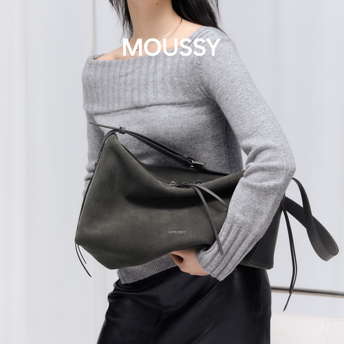 【胡可推荐】MOUSSY都市漫游真皮hobo包斜挎大容量简约大气质感款 - 图0