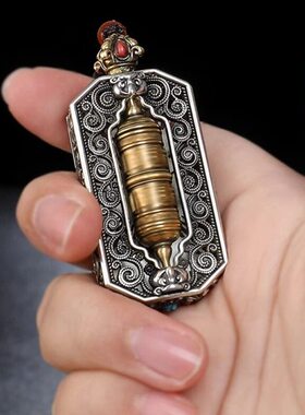 纯铜复古旋转解压治愈手把件转轮天珠金刚杵吊坠男女饰品减压挂件