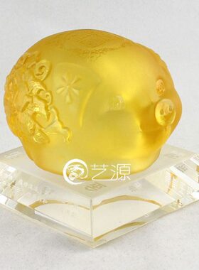 诸事圆满金玉满堂琉璃工艺品摆件 送朋友同事生日礼品礼物 生肖猪