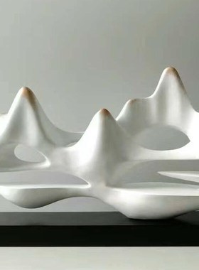 创意山水新中式摆件玄关客厅酒店样板房树脂摆件V工艺品家居饰品