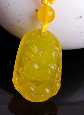 天然黄玉髓12十二生肖属牛吊坠猴鼠龙虎兔鸡狗猪羊蛇马Y男女款项