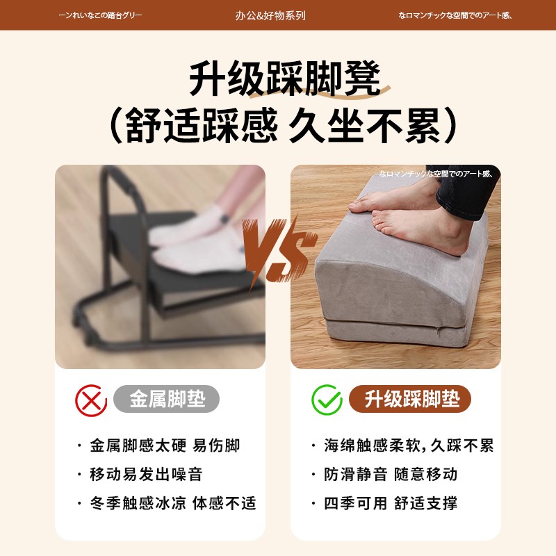 办公室垫脚凳工位神器儿童踩脚凳放腿桌下防翘二郎腿搁脚软垫踏板 - 图1