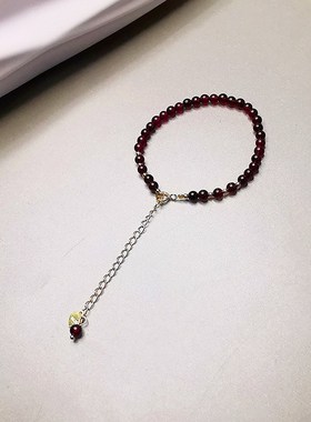 925银 石榴石手链简约小珠手链女手串手饰小众