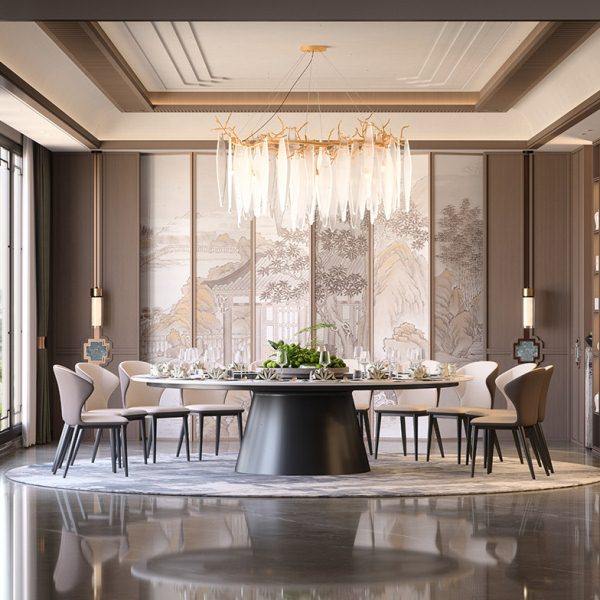 电动内嵌转盘岩板餐桌现代简约带电磁炉餐厅酒店定制大理石大圆桌,淘宝优惠券,粉丝福利购,淘宝优惠卷