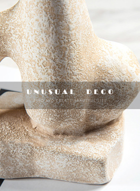 极简现代欧式米色抽象几何陶瓷摆件书房J书桌面创意样板间软装饰