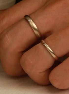 Mr. aZ 925银栽培钻石磨砂覆古风格情侣戒指日常佩戴建议订婚戒指