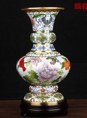 景泰蓝花瓶12寸花觚瓶铜胎掐丝珐琅摆件外事出国玩礼品旅游纪念品