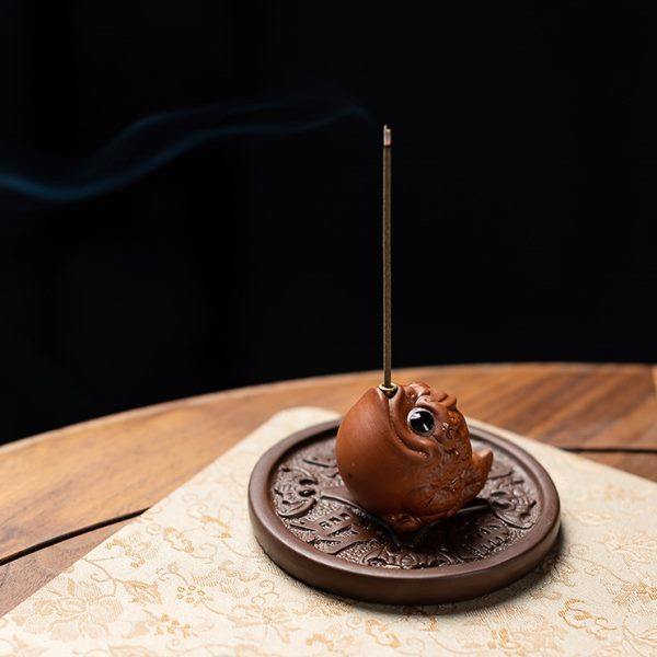 招财紫砂迷你金蟾线香炉家用室内香插香座禅意茶台桌面香薰炉摆件,淘宝优惠券,粉丝福利购,淘宝优惠卷