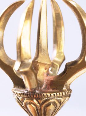 五股饰品玩尼泊尔藏金刚把手把件杵黄铜底座解压家用式 家居摆件