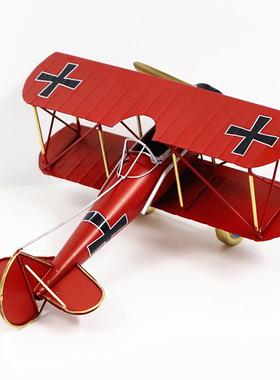 家居摆件铁艺做旧工艺品覆古双翼飞机模I型装饰摆饰装饰壁饰工艺