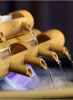 中式竹子流水摆件水循r环鱼缸增氧加湿客厅庭院景观招财流水摆件