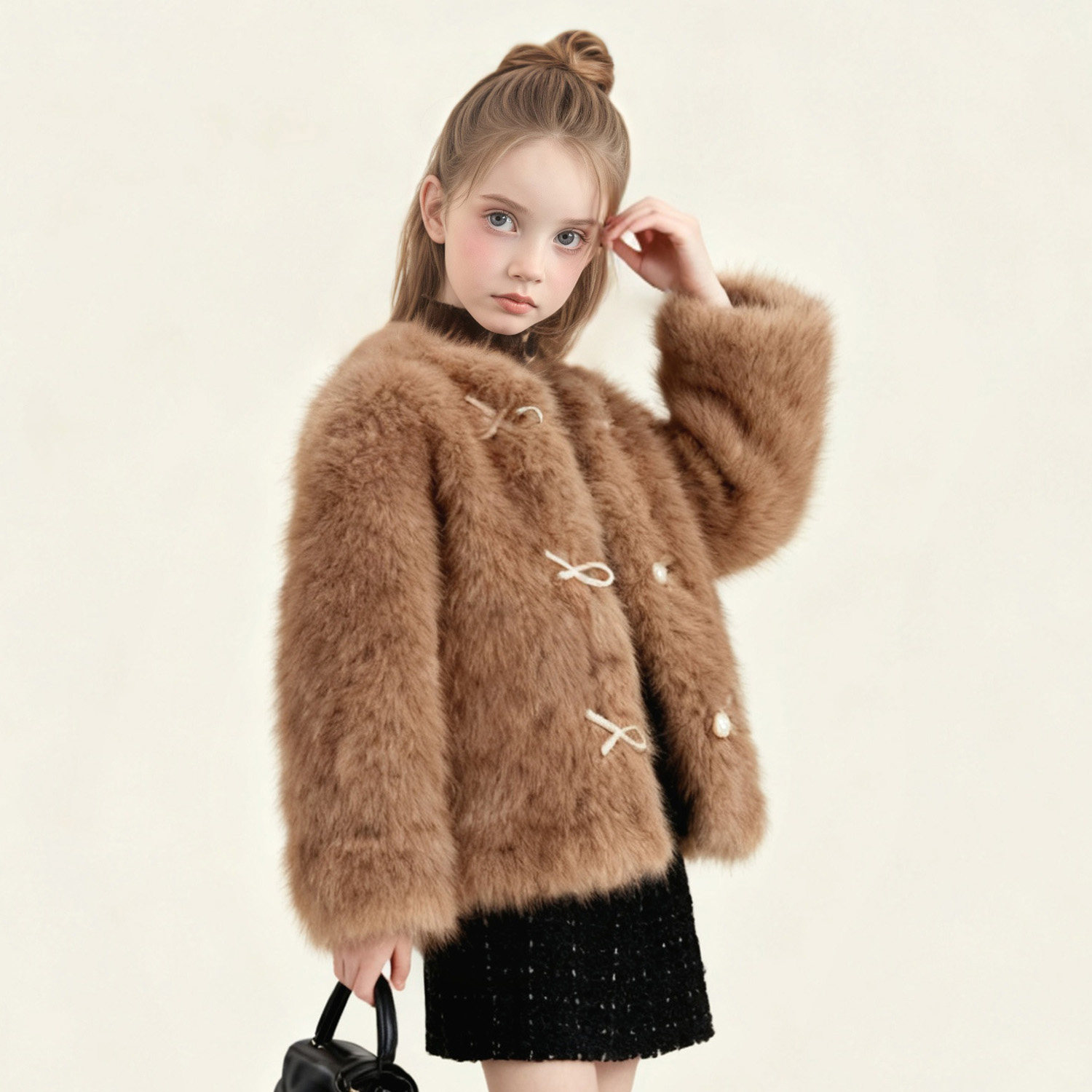 萌校长2025秋冬轻奢新款儿童皮草外套女童短款开衫小女孩毛毛大衣,淘宝优惠券,粉丝福利购,淘宝优惠卷