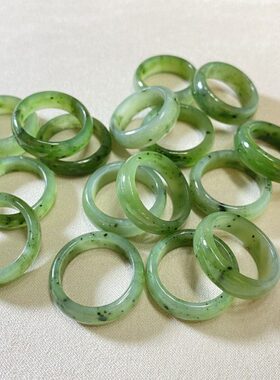 俄罗斯指环冰款戒指乌兰绿男女天然裂苹果礼物碧玉海戒指饰品轻微