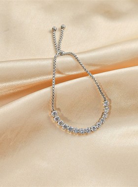 跨境高级感饰品不锈钢可调节网球链女手链精美锆石设计气质手饰