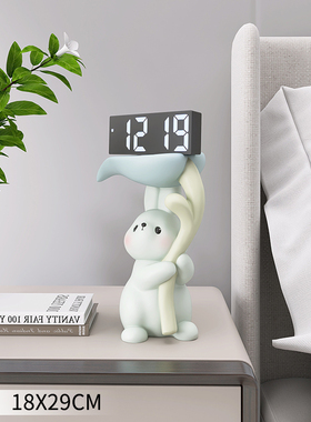 奶油风动物电子钟桌m面摆件客厅玄关电视柜家居装饰品卧室床头闹