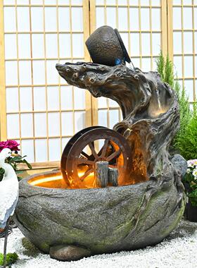 陶罐风车流水摆件循环水庭院阳台鱼池成品景观喷泉田园水系造景