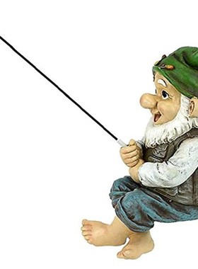 resin Garden Statue 小矮人户外垂钓钓鱼侏儒花U园雕像工艺品摆