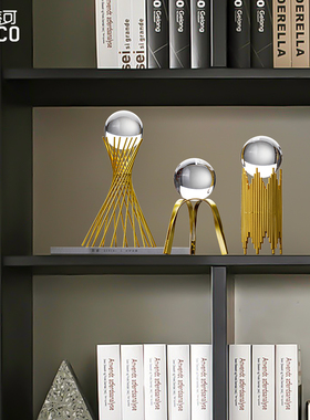 高档轻奢风创意圆满水晶球摆件客厅办G公室玄关桌面酒柜家居装饰