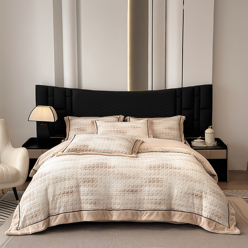 2025新款高克重牛奶绒双色雕花四件套高级感加厚保暖床单床笠款,淘宝优惠券,粉丝福利购,淘宝优惠卷