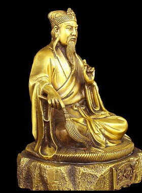高端纯铜黄大仙摆件赤松仙v子黄初平坐像家居客厅供奉桌面装饰品