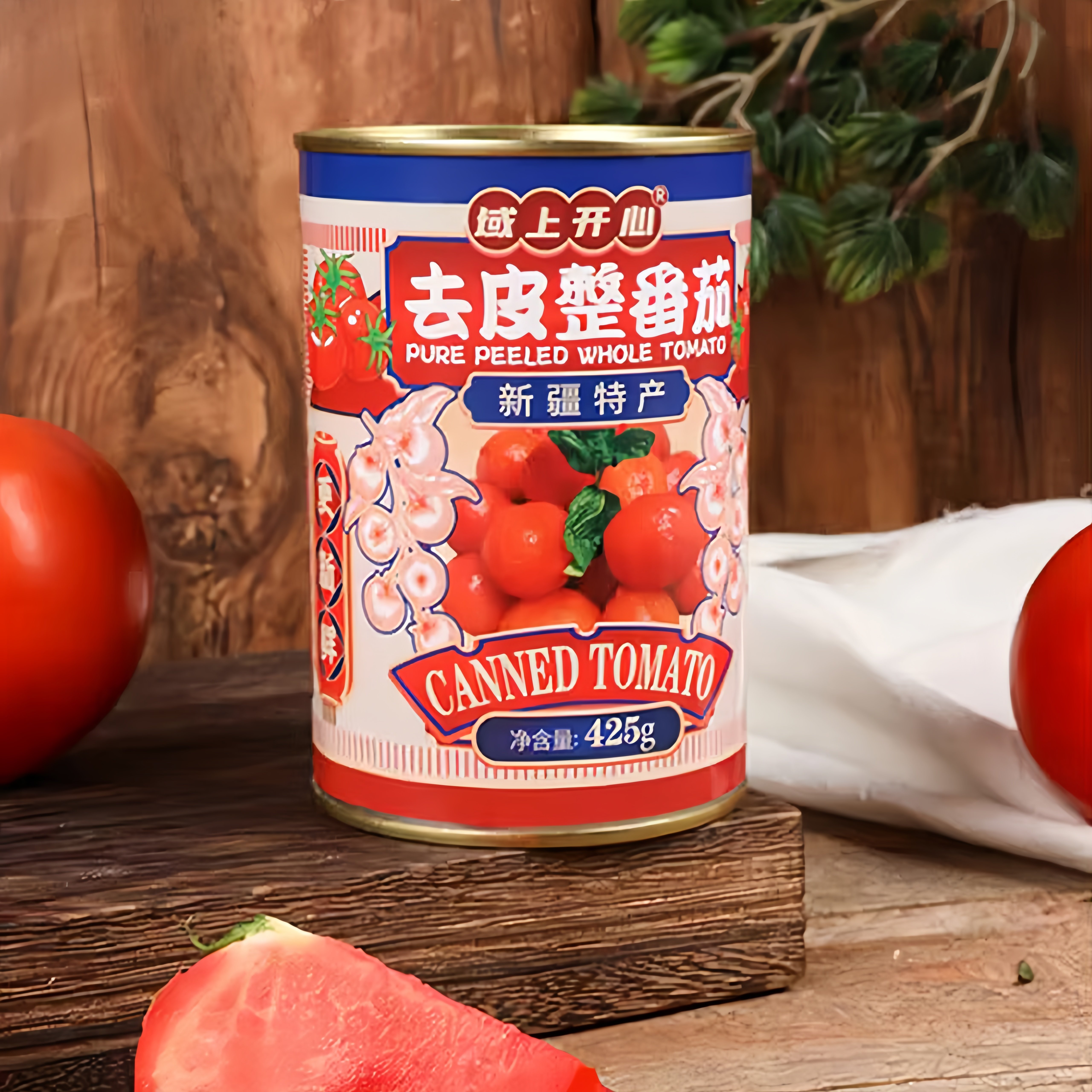 2025年新疆番茄丁番茄酱新鲜去皮整番茄罐头零添加425g罐域上开心,淘宝优惠券,粉丝福利购,淘宝优惠卷