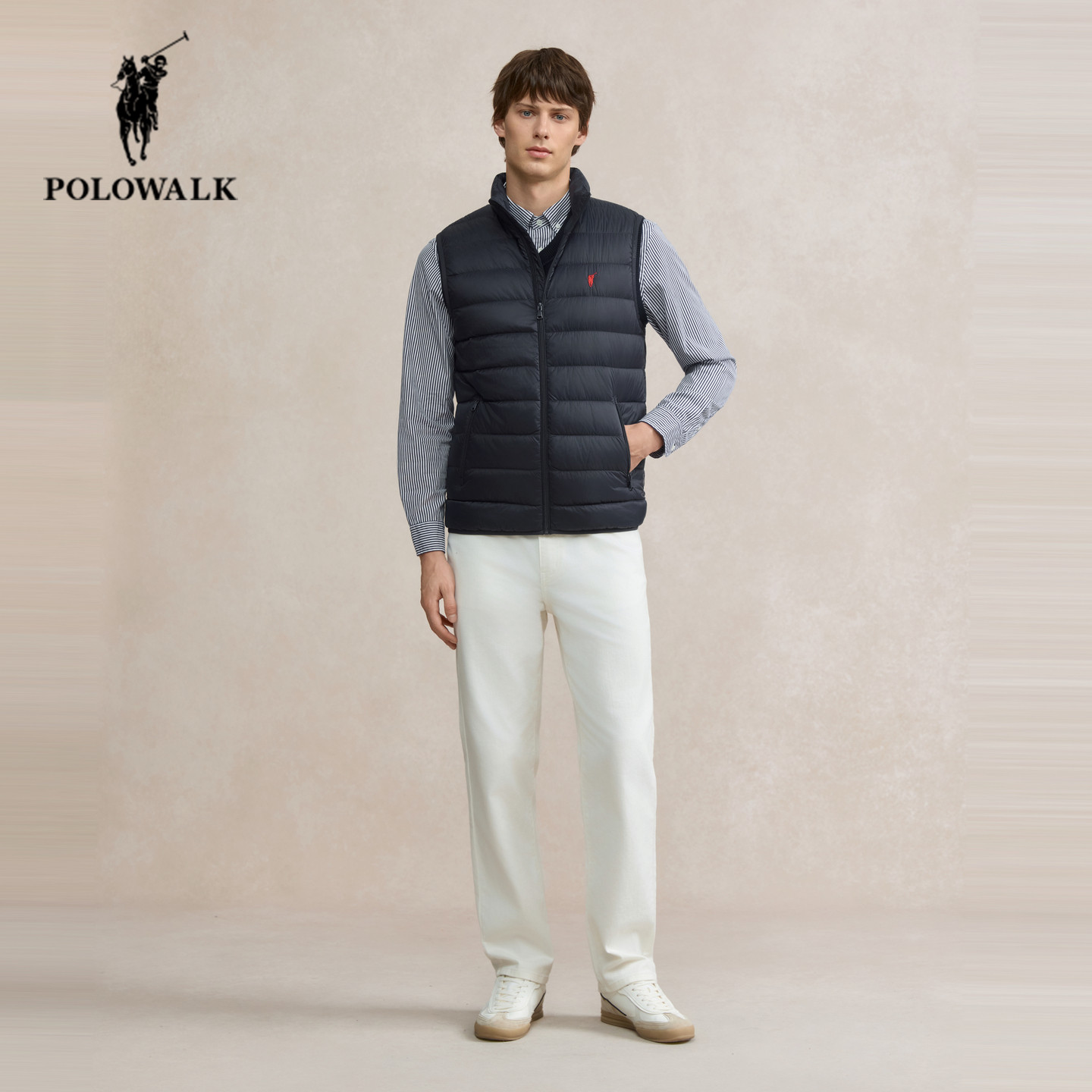 POLOWALK男士立领羽绒马甲2025冬季新款保罗男装百搭纯色保暖背心,淘宝优惠券,粉丝福利购,淘宝优惠卷