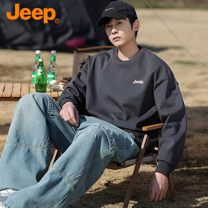 JEEP/吉普圆领卫衣男女同款秋冬新款长袖打底衫运动情侣美式上衣