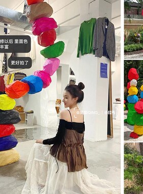 多巴胺石头摆件彩色o泡沫店铺网红打卡点装饰派对活动景区拍照道