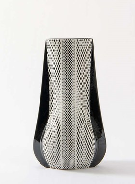 黑色蛇纹菱形花器客厅边几茶几办公室软I装摆件现代酒店样板间装