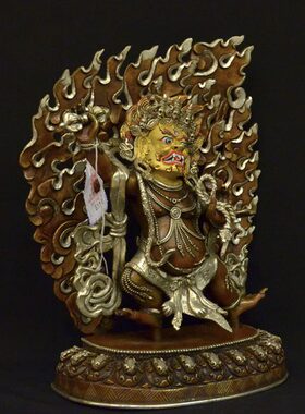 纯手工cm尼泊尔铜像32雕花铜密宗紫金刚鎏家居摆件手金