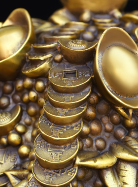 纯铜摇钱树摆件元宝招财树发财树开业礼品树家居办公X客厅装饰摆