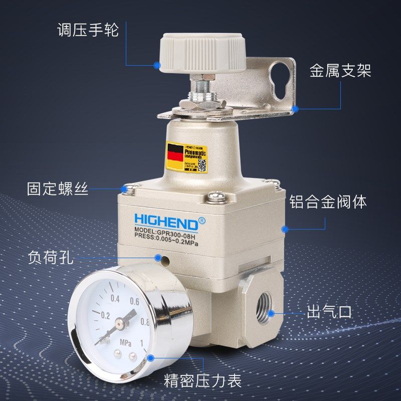 海恩德精密调压阀GPR30q0-08/L/M/H高精度数显减压阀空压机调节阀 - 图0