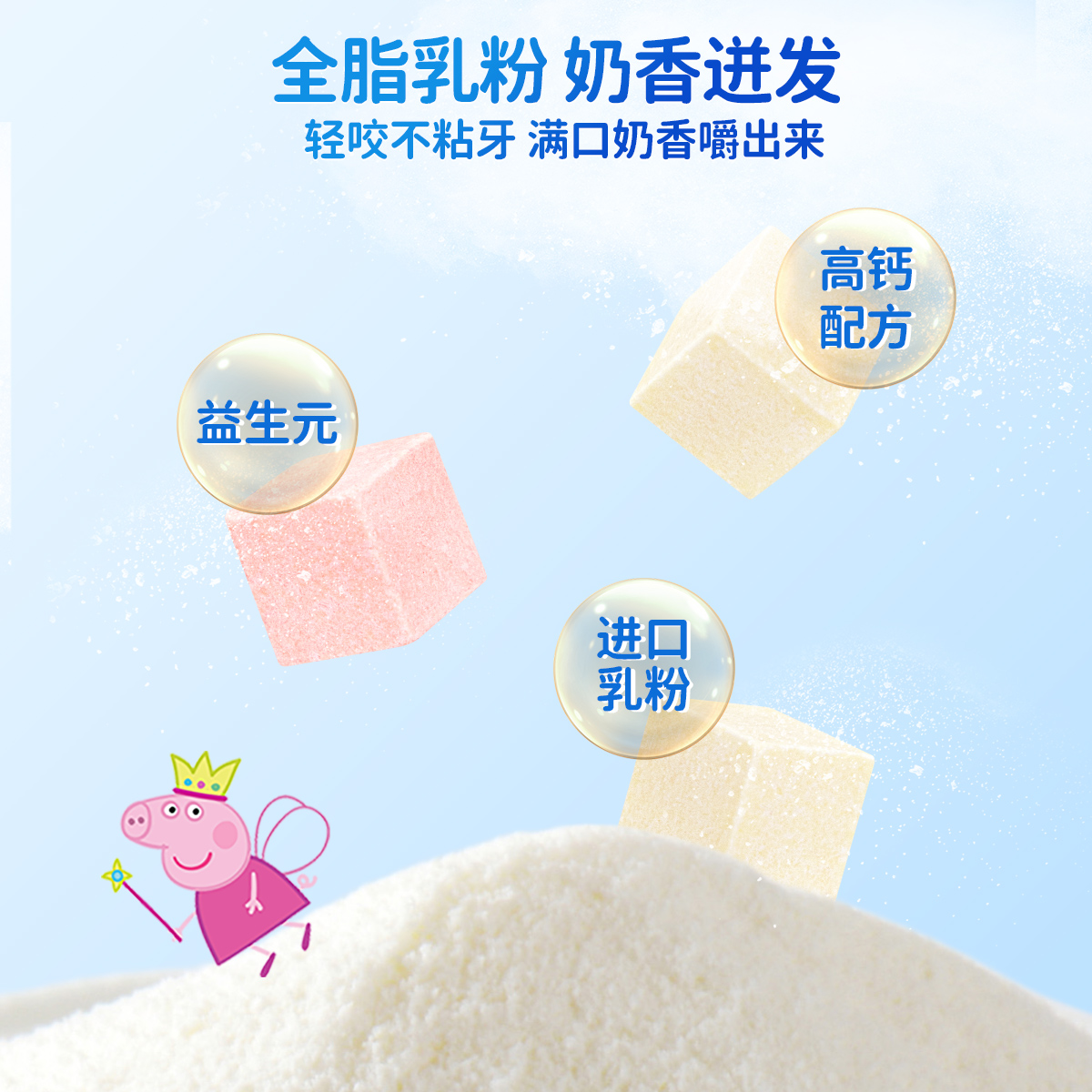 亿智小猪佩奇联名高钙儿童糖果休闲零食牛奶糖幼儿园零食分享小吃 - 图1